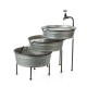 Glitzhome Farmhouse 3-Tiered Galvanized Metal Cascading Water Garden Fountain