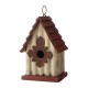 Glitzhome Tall White/Red Hand Painted Wood Birdhouse, 8.94"