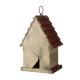 Glitzhome Tall White/Red Hand Painted Wood Birdhouse, 8.94"