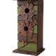 Glitzhome 14.45"H Hanging Two-Tiered Distressed Wooden Garden Bird House With Flowers