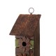 Glitzhome 14.45"H Hanging Two-Tiered Distressed Wooden Garden Bird House With Flowers