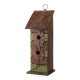 Glitzhome 14.45"H Hanging Two-Tiered Distressed Wooden Garden Bird House With Flowers