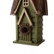 Glitzhome 11.93"H Tall Green Hand Painted Wood Birdhouse