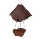 Glitzhome 12.91"H Rustic Garden Distressed Wooden Decorative Birdhouse With Bird Bath