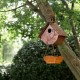 Glitzhome 12.91"H Rustic Garden Distressed Wooden Decorative Birdhouse With Bird Bath