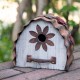 Glitzhome 7.09"L Distressed Wooden Flower Garden Birdhouse