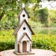 Glitzhome 23.62"H Extra-Large Rustic Tall Church Hand Painted Wood White Birdhouse