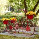 Glitzhome 25.98" H Hand Painted Red Metal Standing  Bicycle Plant Stand