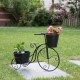 Glitzhome 15"H Hand Painted Black Metal Standing Bicycle Plant Stand