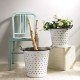 Glitzhome Galvanized Round Metal Planters Storage Organizer With Burlap Handles, Set of 2