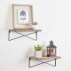 Glitzhome 15.75"L Farmhouse Rustic Metal/Wooden Wall Shelves, Set of 2