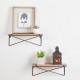 Glitzhome 15.75"L Farmhouse Rustic Metal/Wooden Wall Shelves, Set of 2