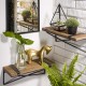 Glitzhome 15.75"L Farmhouse Rustic Metal/Wooden Wall Shelves, Set of 2