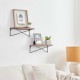 Glitzhome 15.75"L Farmhouse Rustic Metal/Wooden Wall Shelves, Set of 2