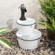 Glitzhome Farmhouse Metal Enamel Two Tier Fountain 31.5"H