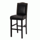 Glitzhome 45.00"H Black Leatherette High-Back Barchair with Studded Decoration, Set of 2