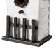 Glitzhome 11"H Washed White Solid Wood Fence Outdoor Garden Birdhouse