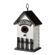 Glitzhome 11"H Washed White Solid Wood Fence Outdoor Garden Birdhouse
