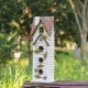 Glitzhome 24.25"H Oversized Washed White 3-Tiered Solid Wood Villa Decorative Outdoor Garden Birdhouse
