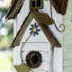 Glitzhome 24.25"H Oversized Washed White 3-Tiered Solid Wood Villa Decorative Outdoor Garden Birdhouse