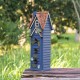 Glitzhome 24.25"H Oversized Washed Blue 3-Tiered Solid Wood Villa Decorative Outdoor Garden Birdhouse