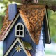 Glitzhome 24.25"H Oversized Washed Blue 3-Tiered Solid Wood Villa Decorative Outdoor Garden Birdhouse