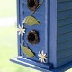 Glitzhome 24.25"H Oversized Washed Blue 3-Tiered Solid Wood Villa Decorative Outdoor Garden Birdhouse
