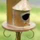 Glitzhome 53"H Farmhouse Faux Copper 2-Tiered Distressed Metal Decorative Garden Birdhouse with Stake (KD)