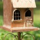 Glitzhome 53"H Farmhouse Faux Copper 2-Tiered Distressed Metal Decorative Garden Birdhouse with Stake (KD)