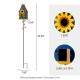 Glitzhome 52.5"H Blue Metal Sunflower Decorative Garden Birdhouse with Stake (KD)