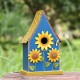 Glitzhome 52.5"H Blue Metal Sunflower Decorative Garden Birdhouse with Stake (KD)