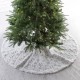 Glitzhome 48"D White Plush with Snowflake Christmas Tree Skirt