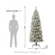 Glitzhome 7.5ft Pre-Lit Snow Flocked Pencil Pine Artificial Christmas Tree with 350 Warm White Lights