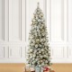Glitzhome 7.5ft Pre-Lit Snow Flocked Pencil Pine Artificial Christmas Tree with 350 Warm White Lights