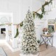 Glitzhome 7.5ft Pre-Lit Snow Flocked Pencil Pine Artificial Christmas Tree with 350 Warm White Lights