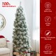Glitzhome 7.5ft Pre-Lit Snow Flocked Pencil Pine Artificial Christmas Tree with 350 Warm White Lights