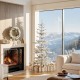 Glitzhome 6ft Deluxe Pre-Lit Snow Flocked Pine Artificial Christmas Tree with 300 Warm White Lights