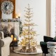 Glitzhome 6ft Deluxe Pre-Lit Snow Flocked Pine Artificial Christmas Tree with 300 Warm White Lights