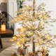 Glitzhome 6ft Deluxe Pre-Lit Snow Flocked Pine Artificial Christmas Tree with 300 Warm White Lights