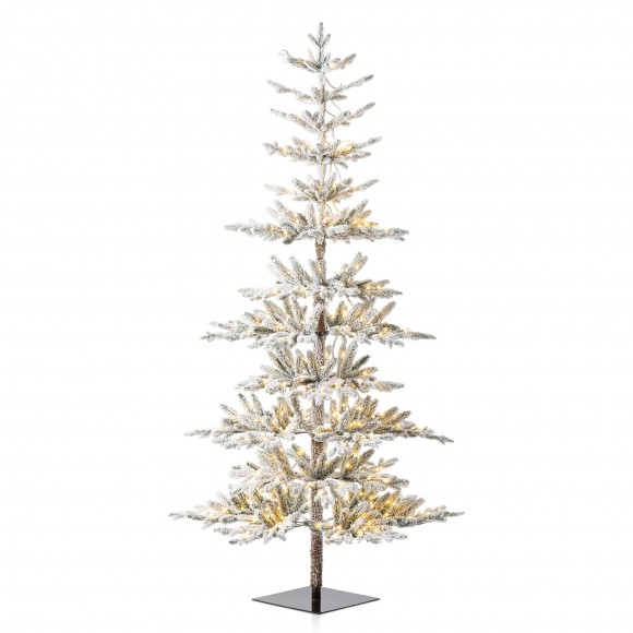Glitzhome 7ft Deluxe Pre-Lit Snow Flocked Pine Artificial Christmas Tree with 400 Warm White Lights