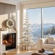 Glitzhome 7ft Deluxe Pre-Lit Snow Flocked Pine Artificial Christmas Tree with 400 Warm White Lights