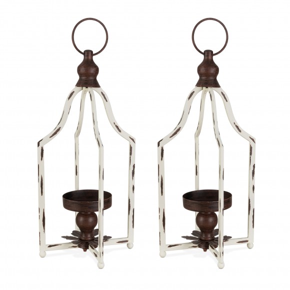 Glitzhome 16.5"H Farmhouse Rustic Metal Lantern, Set of 2