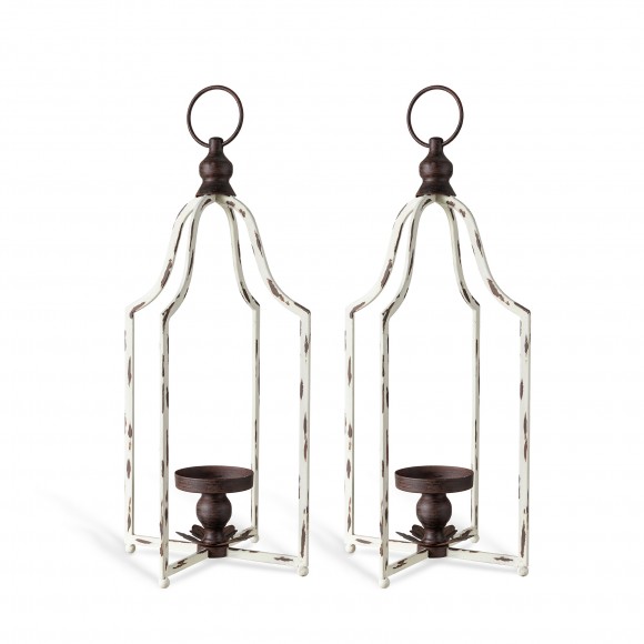 Glitzhome 22"H Large Farmhouse Rustic Metal Lantern, Set of 2