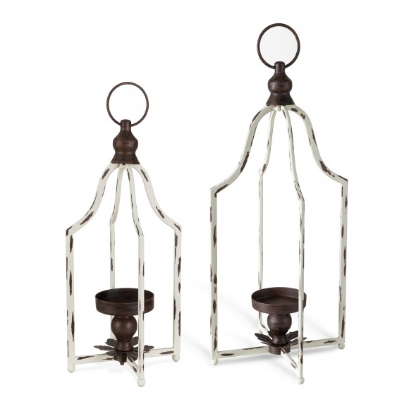 Glitzhome Set Of 2 Farmhouse Rustic Metal Lantern (Large and Small)