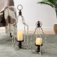 Glitzhome Set Of 2 Farmhouse Rustic Metal Lantern (Large and Small)