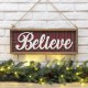 Glitzhome 24"L Wooden Double-signed Peace & Believe Hanging Sign Wall Decor