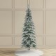 Glitzhome 7.5ft Pre-Lit Flocked Pencil Spruce Artificial Christmas Tree with 350 Warm White Lights