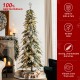 Glitzhome 7.5ft Pre-Lit Flocked Pencil Spruce Artificial Christmas Tree with 350 Warm White Lights