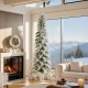Glitzhome 9ft Pre-Lit Flocked Pencil Spruce Artificial Christmas Tree with 470 Warm White Lights 