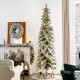 Glitzhome 9ft Pre-Lit Flocked Pencil Spruce Artificial Christmas Tree with 470 Warm White Lights 